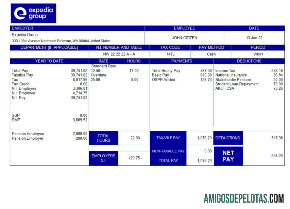 Folha de funcionários de empresa tecnológica dos EUA exemplo